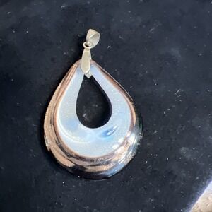 Art Glass Pendant White Black Copper Metallic